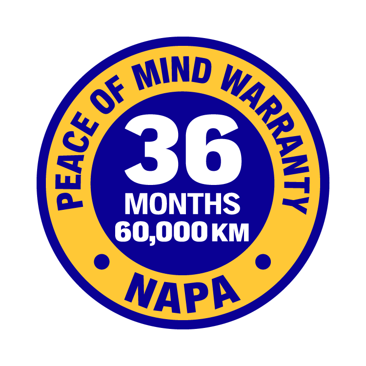 NAPA Peace of Mind Warranty — 36 months / 60,000 km